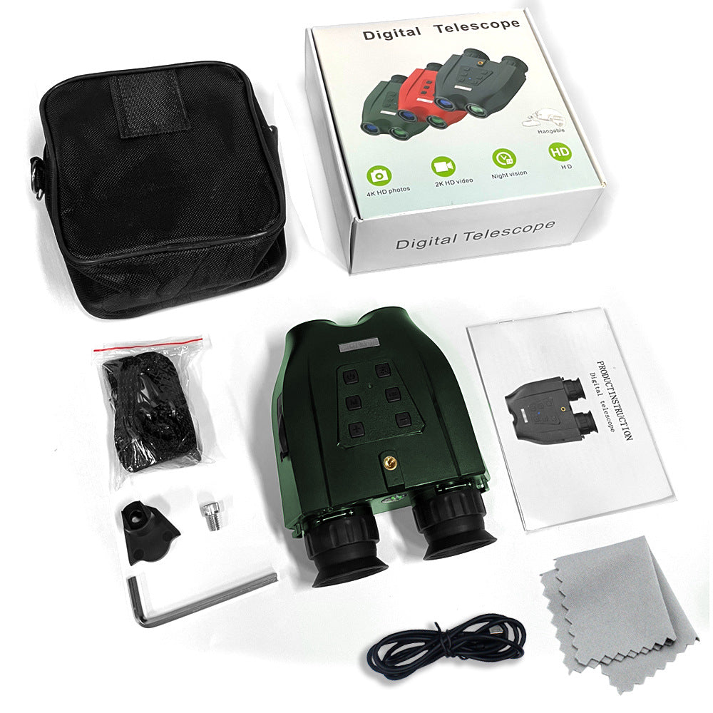 Red Professional HD Digital Night Vision Binoculars - 6X Optical Zoom, IR Illumination, Record 2.5K Video & 48MP Photos