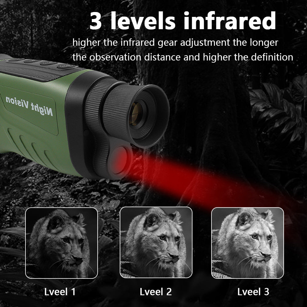 Black HD Digital Night Vision Monocular - High-Magnification Infrared Scope for Day & Night Use