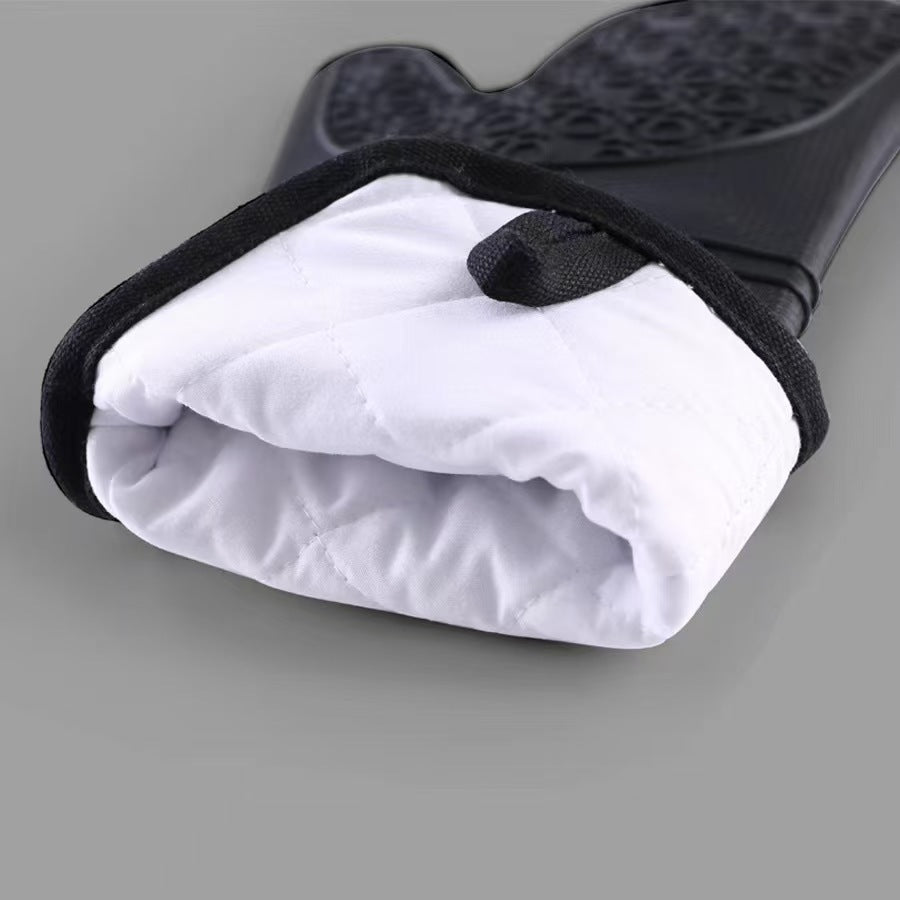 Black 6-Piece Silicone Oven Mitts and Pot Holders Set - Extra Long Waterproof Heat Resistant Gloves with Non-Slip Grip for Kitchen Baking BBQ