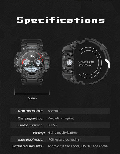 Rugged Outdoor Sport Smartwatch - HD Display, Compass, Flashlight, 100+ Sports Modes, Health Monitoring & Bluetooth Calls(Illusion pink)