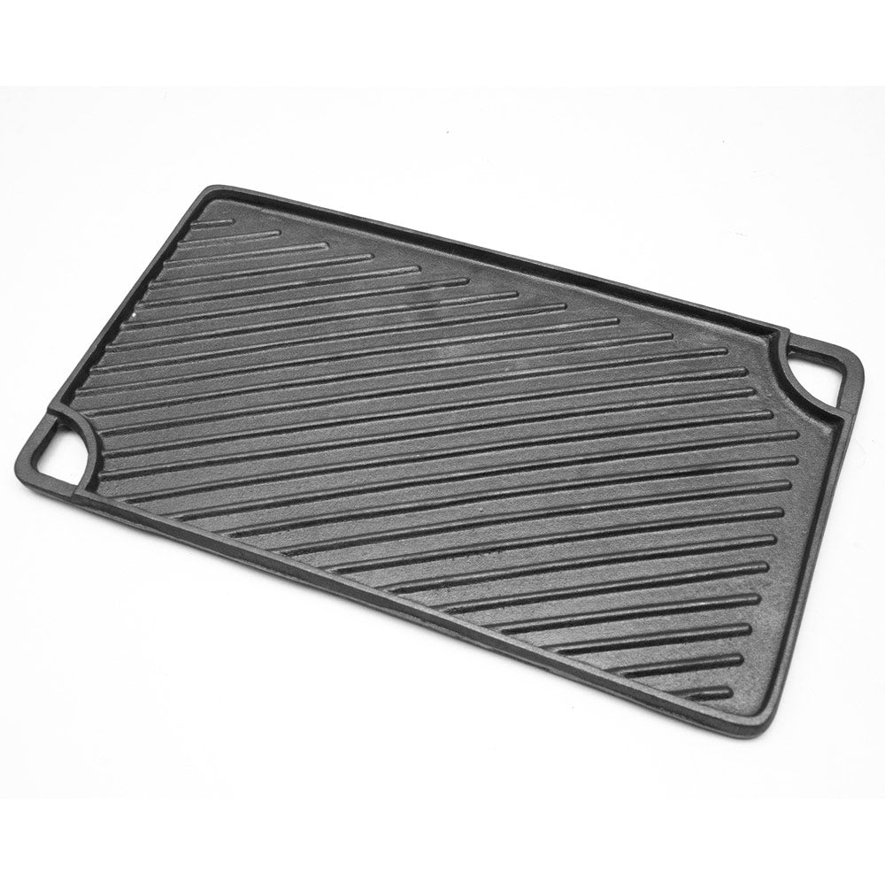 Reversible Cast Iron Griddle Rectangular BBQ Plate 43x24cm Double-Sided Flat Top Griddle