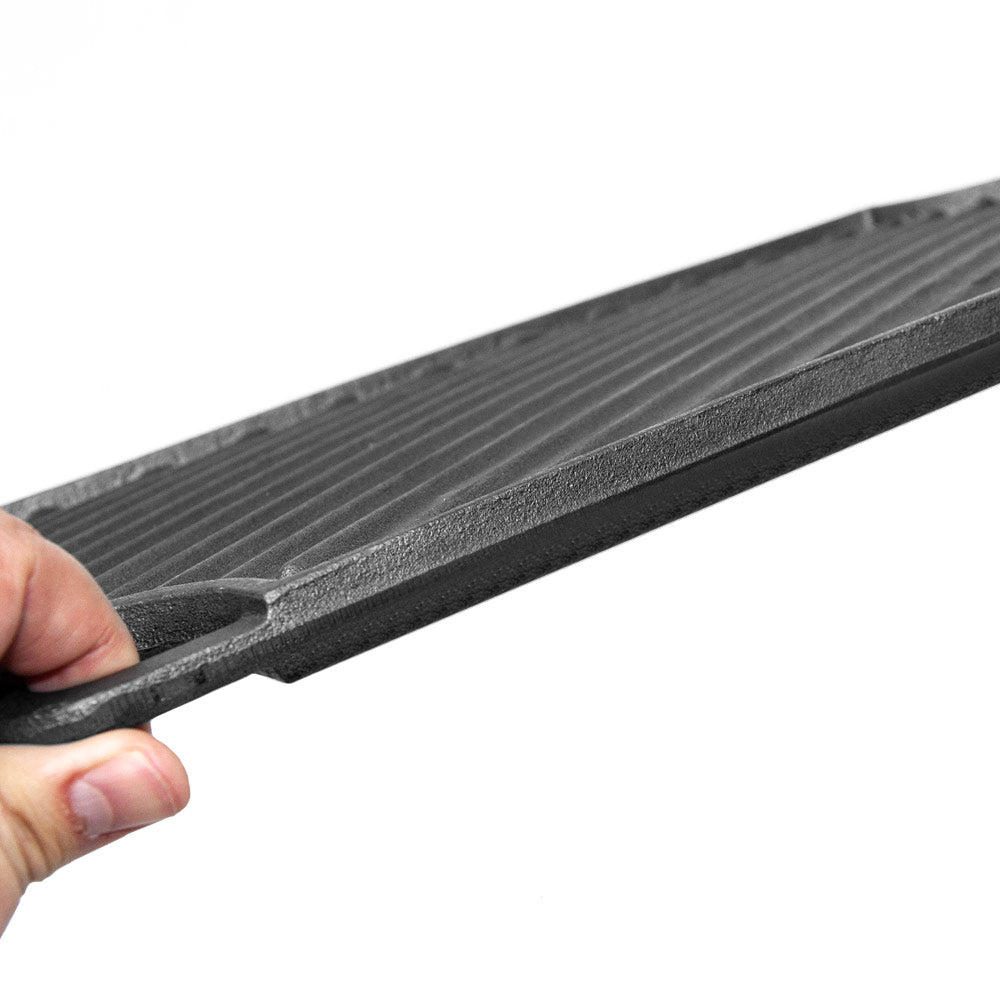 Reversible Cast Iron Griddle Rectangular BBQ Plate 43x24cm Double-Sided Flat Top Griddle